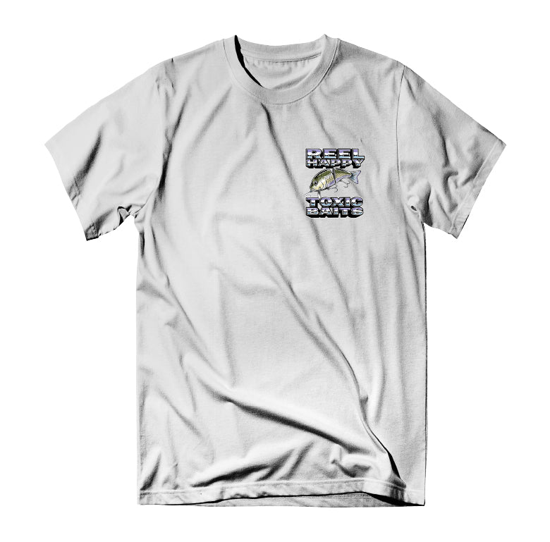 Reel Happy x Toxic Baits Tee - White – Reel Happy Co