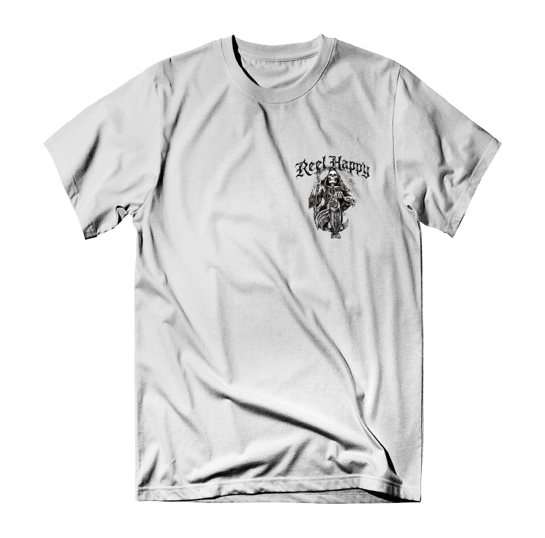 Big Reaper Tee - White - Reel Happy Co