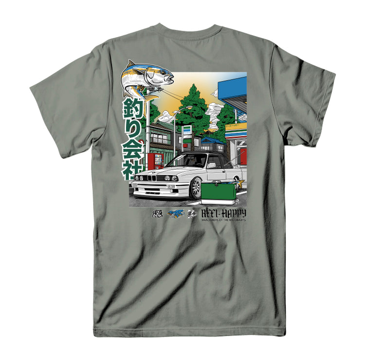 Cars & Fishing Tee - Storm Grey Pigment - Reel Happy Co