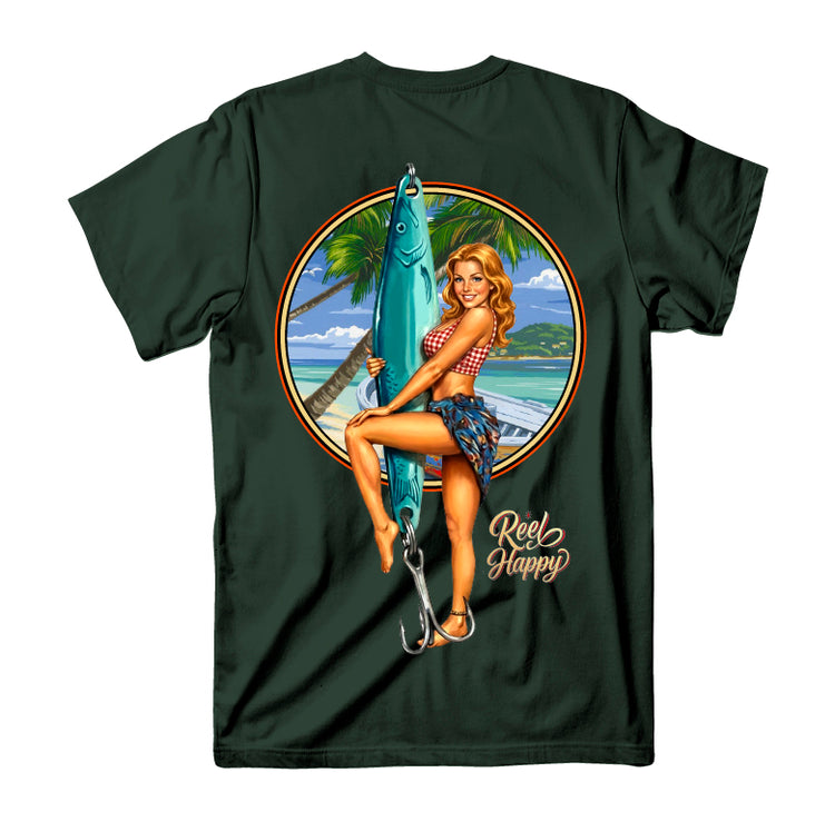 Lucky Lure Tee - Forest Green - Reel Happy Co