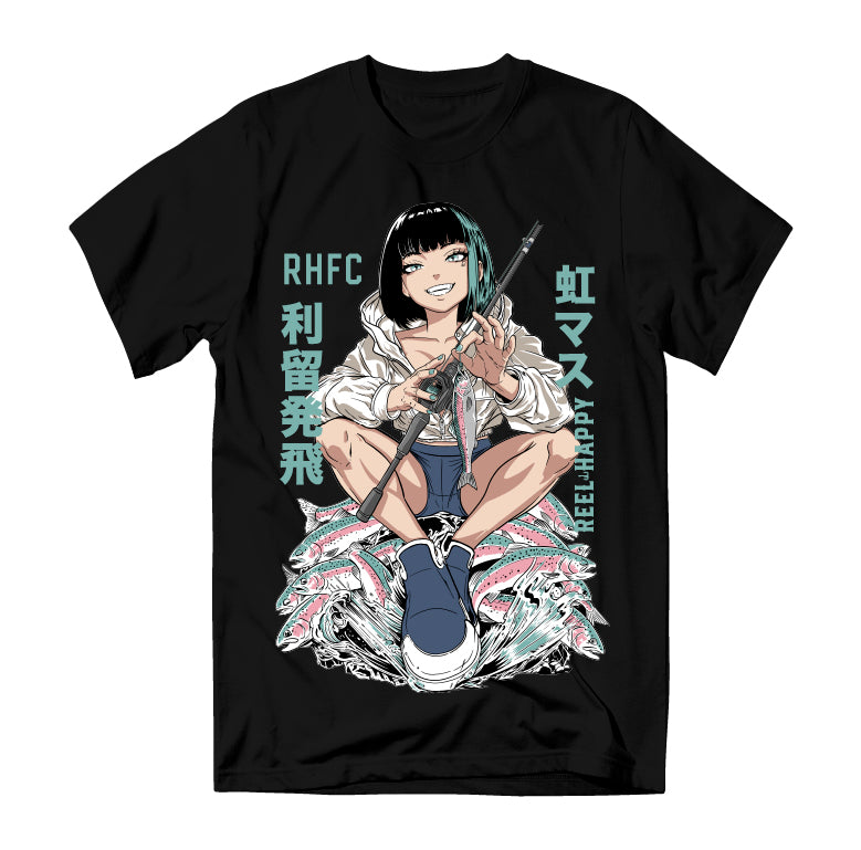 Nijimasu Tee - Black - Reel Happy Co