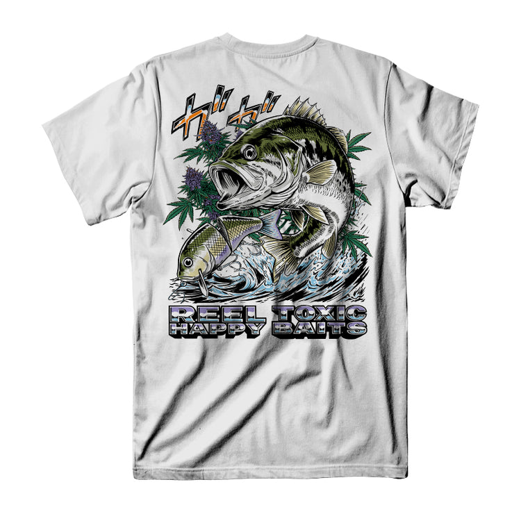 Reel Happy x Toxic Baits Tee - White - Reel Happy Co
