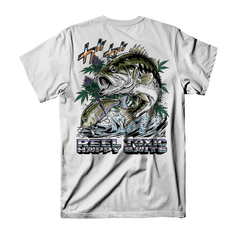 Reel Happy x Toxic Baits Tee - White – Reel Happy Co