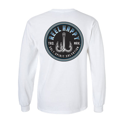 Treble Blue Fade LS Tee - White - Reel Happy Co